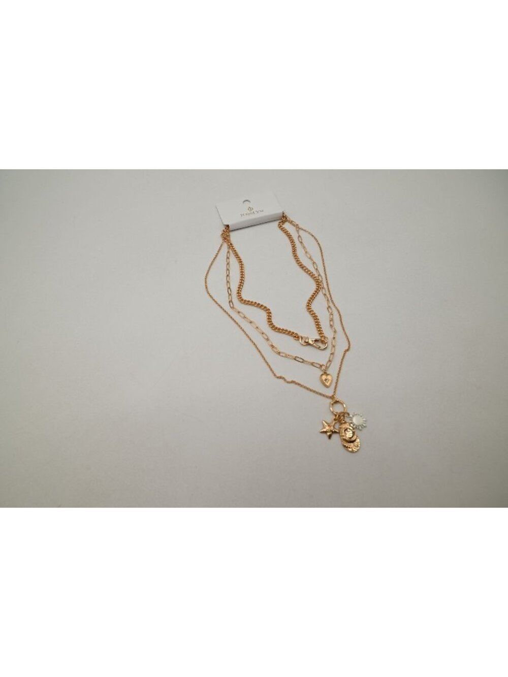 NWT Josslyn Multi Layer Celestial Star Moon Charm Necklace Gold Tone Stack